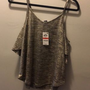 BAR III Gold Off the Shoulder Shirt